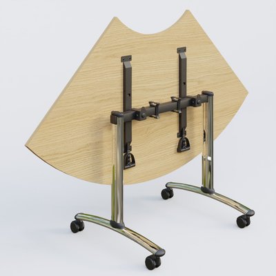 [Pas de famille] - [Pas de sous famille] - Module 1/4 de couronne pour table abattante gamme Arca 120-120 cm. Plateau Chêne clair et pietement Chrome.