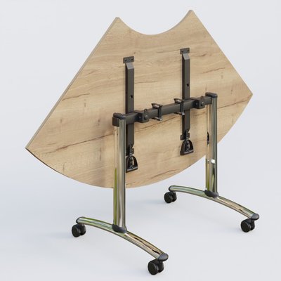 [Pas de famille] - [Pas de sous famille] - Module 1/4 de couronne pour table abattante gamme Arca 120-120 cm. Plateau Chêne naturel et pietement Chrome.