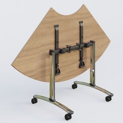 [Pas de famille] - [Pas de sous famille] - Module 1/4 de couronne pour table abattante gamme Arca 120-120 cm. Plateau Noyer et pietement Chrome.