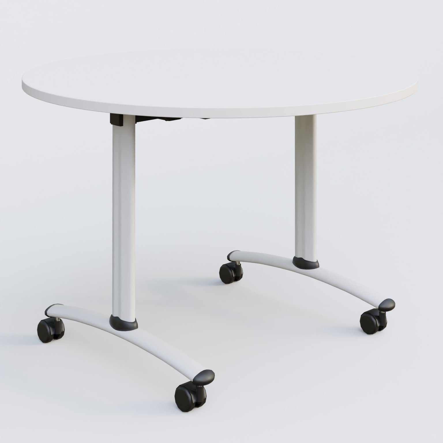 Table ronde gamme Arca D110 cm. Plateau Blanc et pietement Blanc.