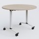 Table ronde gamme Arca D110 cm. Plateau Acacia et pietement Blanc.