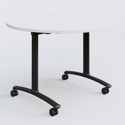 [Pas de famille] - [Pas de sous famille] - Table ronde gamme Arca D110 cm. Plateau Blanc et pietement Noir.