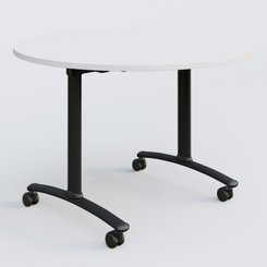 [Pas de famille] - [Pas de sous famille] - Table ronde gamme Arca D110 cm. Plateau Blanc et pietement Noir.