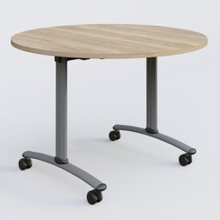 [Pas de famille] - [Pas de sous famille] - Table ronde gamme Arca D110 cm. Plateau Chêne naturel et pietement Aluminium.