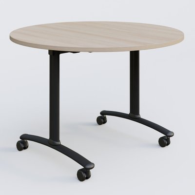 [Pas de famille] - [Pas de sous famille] - Table ronde gamme Arca D110 cm. Plateau Acacia et pietement Noir.
