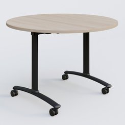 [Pas de famille] - [Pas de sous famille] - Table ronde gamme Arca D110 cm. Plateau Acacia et pietement Noir.