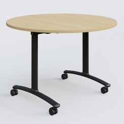[Pas de famille] - [Pas de sous famille] - Table ronde gamme Arca D110 cm. Plateau Chêne clair et pietement Noir.