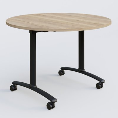 [Pas de famille] - [Pas de sous famille] - Table ronde gamme Arca D110 cm. Plateau Chêne naturel et pietement Noir.