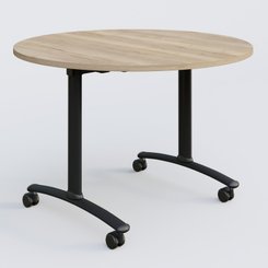 [Pas de famille] - [Pas de sous famille] - Table ronde gamme Arca D110 cm. Plateau Chêne naturel et pietement Noir.