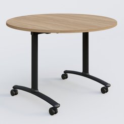 [Pas de famille] - [Pas de sous famille] - Table ronde gamme Arca D110 cm. Plateau Noyer et pietement Noir.