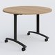 Table ronde gamme Arca D110 cm. Plateau Noyer et pietement Noir.