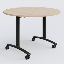 [Pas de famille] - [Pas de sous famille] - Table ronde gamme Arca D110 cm. Plateau Hêtre et pietement Noir.