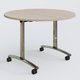 Table ronde gamme Arca D110 cm. Plateau Acacia et pietement Chrome.