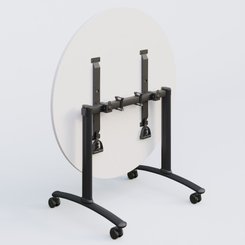[Pas de famille] - [Pas de sous famille] - Table ronde gamme Arca D110 cm. Plateau Blanc et pietement Noir.