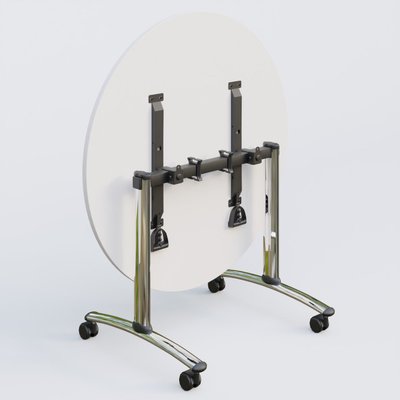 [Pas de famille] - [Pas de sous famille] - Table ronde gamme Arca D110 cm. Plateau Blanc et pietement Chrome.
