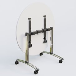 [Pas de famille] - [Pas de sous famille] - Table ronde gamme Arca D110 cm. Plateau Blanc et pietement Chrome.