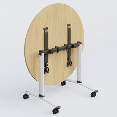 [Pas de famille] - [Pas de sous famille] - Table ronde gamme Arca D110 cm. Plateau Chêne clair et pietement Blanc.