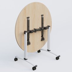 [Pas de famille] - [Pas de sous famille] - Table ronde gamme Arca D110 cm. Plateau Hêtre et pietement Blanc.
