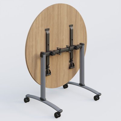 [Pas de famille] - [Pas de sous famille] - Table ronde gamme Arca D110 cm. Plateau Noyer et pietement Aluminium.