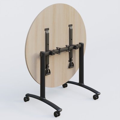 [Pas de famille] - [Pas de sous famille] - Table ronde gamme Arca D110 cm. Plateau Acacia et pietement Noir.