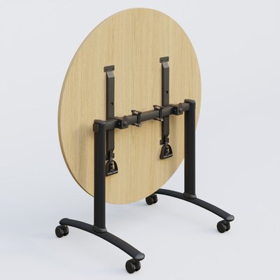 [Pas de famille] - [Pas de sous famille] - Table ronde gamme Arca D110 cm. Plateau Chêne clair et pietement Noir.