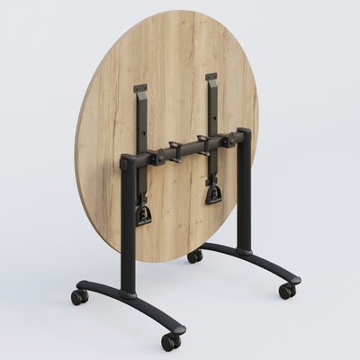 [Pas de famille] - [Pas de sous famille] - Table ronde gamme Arca D110 cm. Plateau Chêne naturel et pietement Noir.