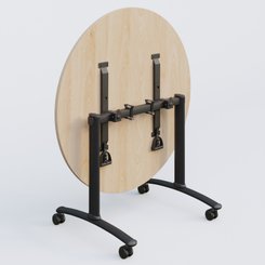 [Pas de famille] - [Pas de sous famille] - Table ronde gamme Arca D110 cm. Plateau Hêtre et pietement Noir.