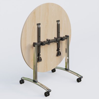 [Pas de famille] - [Pas de sous famille] - Table ronde gamme Arca D110 cm. Plateau Hêtre et pietement Chrome.