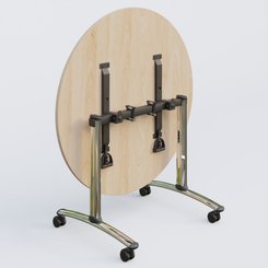 [Pas de famille] - [Pas de sous famille] - Table ronde gamme Arca D110 cm. Plateau Hêtre et pietement Chrome.