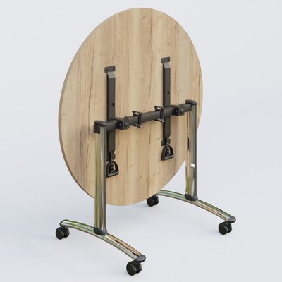[Pas de famille] - [Pas de sous famille] - Table ronde gamme Arca D110 cm. Plateau Chêne naturel et pietement Chrome.