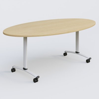 [Pas de famille] - [Pas de sous famille] - Table ovale gamme Arca 200-110 cm. Plateau Chêne clair et pietement Blanc.