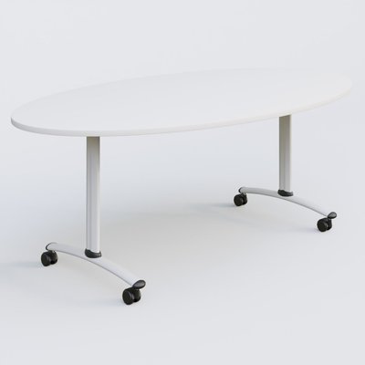 [Pas de famille] - [Pas de sous famille] - Table ovale gamme Arca 200-110 cm. Plateau Blanc et pietement Blanc.