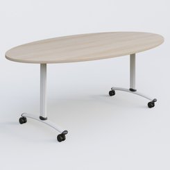 [Pas de famille] - [Pas de sous famille] - Table ovale gamme Arca 200-110 cm. Plateau Acacia et pietement Blanc.