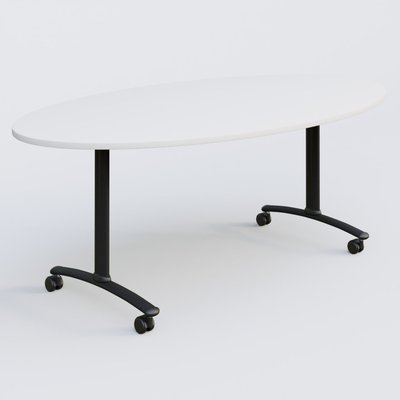 [Pas de famille] - [Pas de sous famille] - Table ovale gamme Arca 200-110 cm. Plateau Blanc et pietement Noir.