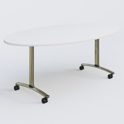 [Pas de famille] - [Pas de sous famille] - Table ovale gamme Arca 200-110 cm. Plateau Blanc et pietement Chrome.