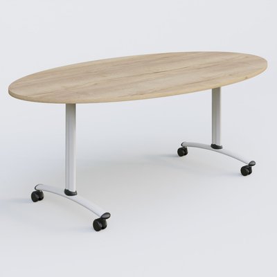 [Pas de famille] - [Pas de sous famille] - Table ovale gamme Arca 200-110 cm. Plateau Chêne naturel et pietement Blanc.