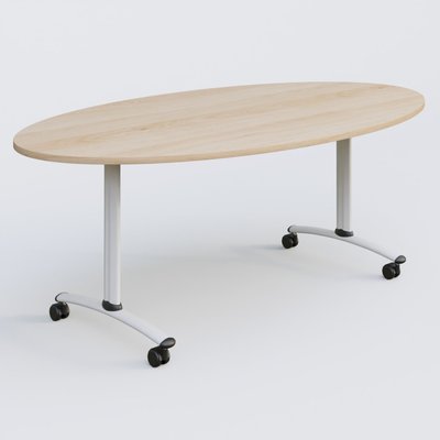 [Pas de famille] - [Pas de sous famille] - Table ovale gamme Arca 200-110 cm. Plateau Hêtre et pietement Blanc.