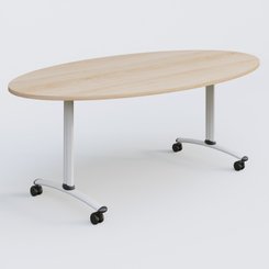 [Pas de famille] - [Pas de sous famille] - Table ovale gamme Arca 200-110 cm. Plateau Hêtre et pietement Blanc.