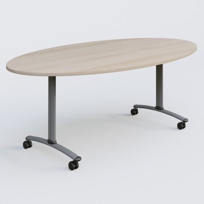 [Pas de famille] - [Pas de sous famille] - Table ovale gamme Arca 200-110 cm. Plateau Acacia et pietement Aluminium.