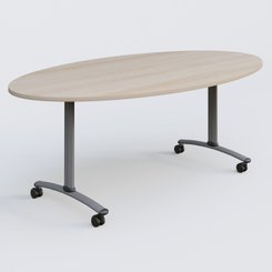 [Pas de famille] - [Pas de sous famille] - Table ovale gamme Arca 200-110 cm. Plateau Acacia et pietement Aluminium.