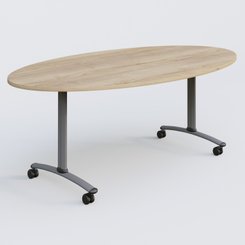 [Pas de famille] - [Pas de sous famille] - Table ovale gamme Arca 200-110 cm. Plateau Chêne naturel et pietement Aluminium.