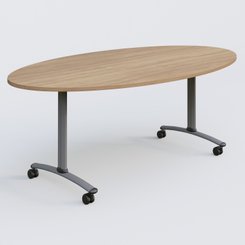 [Pas de famille] - [Pas de sous famille] - Table ovale gamme Arca 200-110 cm. Plateau Noyer et pietement Aluminium.