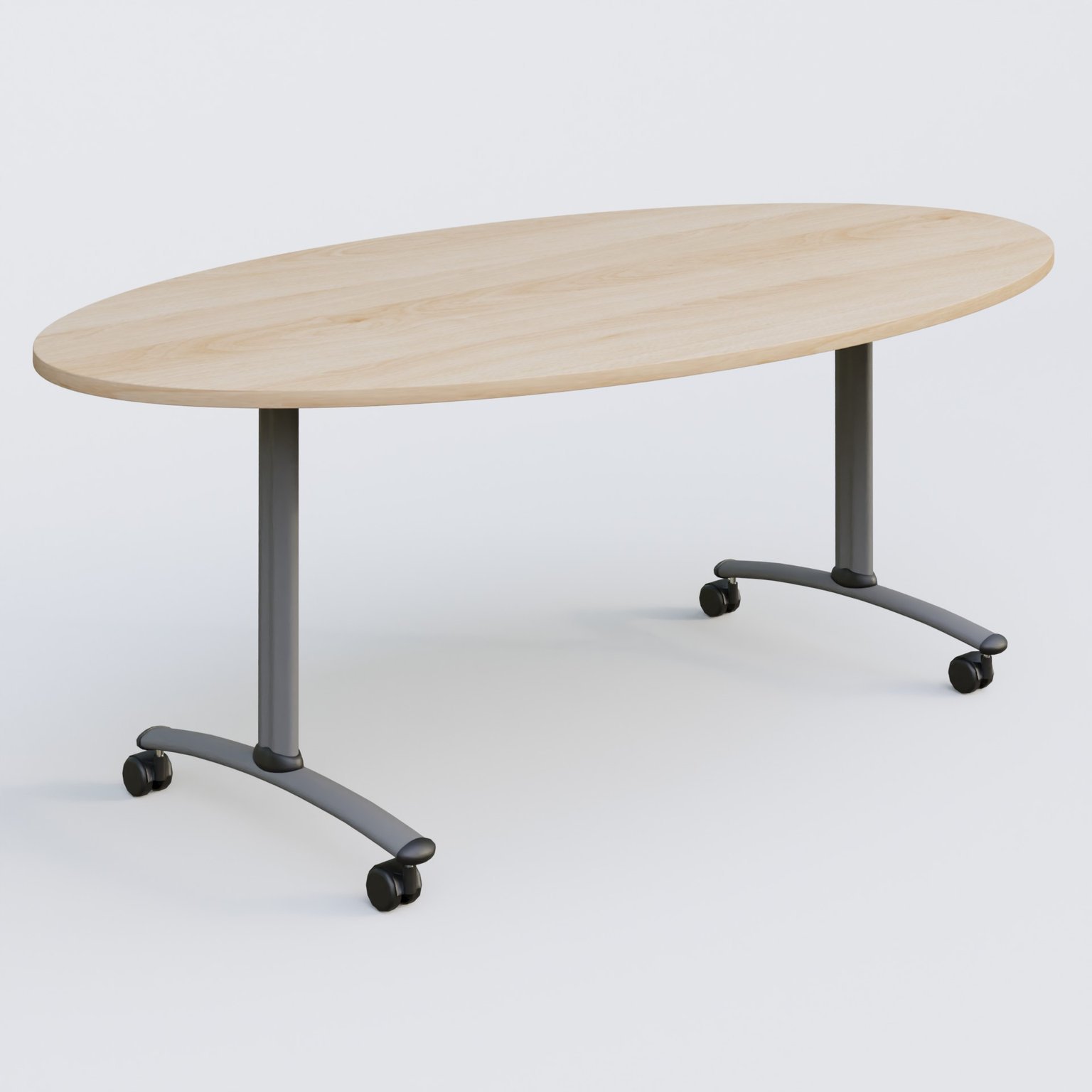 Table ovale gamme Arca 200-110 cm. Plateau Hêtre et pietement Aluminium.