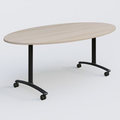 [Pas de famille] - [Pas de sous famille] - Table ovale gamme Arca 200-110 cm. Plateau Acacia et pietement Noir.