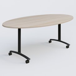 [Pas de famille] - [Pas de sous famille] - Table ovale gamme Arca 200-110 cm. Plateau Acacia et pietement Noir.