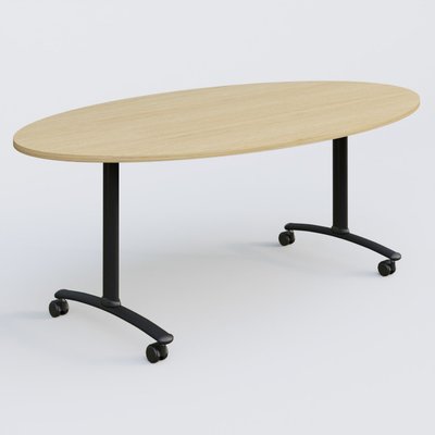 [Pas de famille] - [Pas de sous famille] - Table ovale gamme Arca 200-110 cm. Plateau Chêne clair et pietement Noir.
