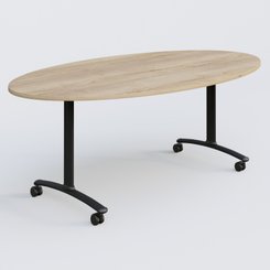 [Pas de famille] - [Pas de sous famille] - Table ovale gamme Arca 200-110 cm. Plateau Chêne naturel et pietement Noir.