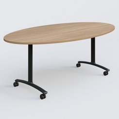 [Pas de famille] - [Pas de sous famille] - Table ovale gamme Arca 200-110 cm. Plateau Noyer et pietement Noir.