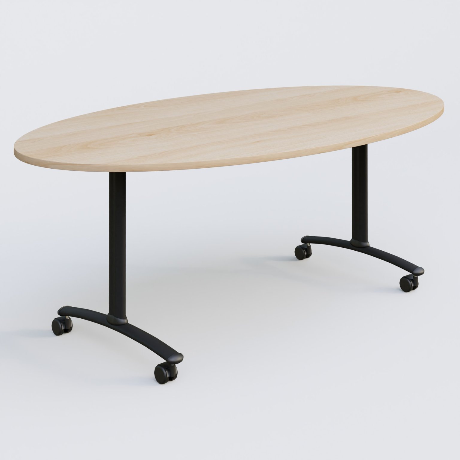Table ovale gamme Arca 200-110 cm. Plateau Hêtre et pietement Noir.
