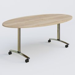 [Pas de famille] - [Pas de sous famille] - Table ovale gamme Arca 200-110 cm. Plateau Chêne naturel et pietement Chrome.